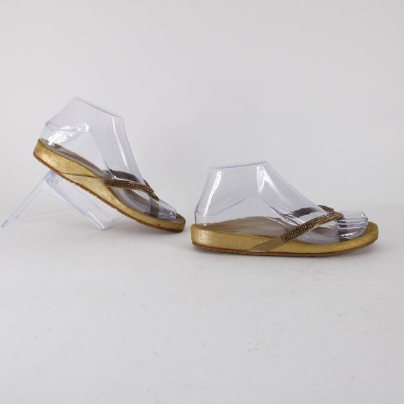 Pedro Garcia Sandals Sz 35 Gold Lurex Burnished Gold Rhinestones Sissi Sandals - Picture 6 of 12